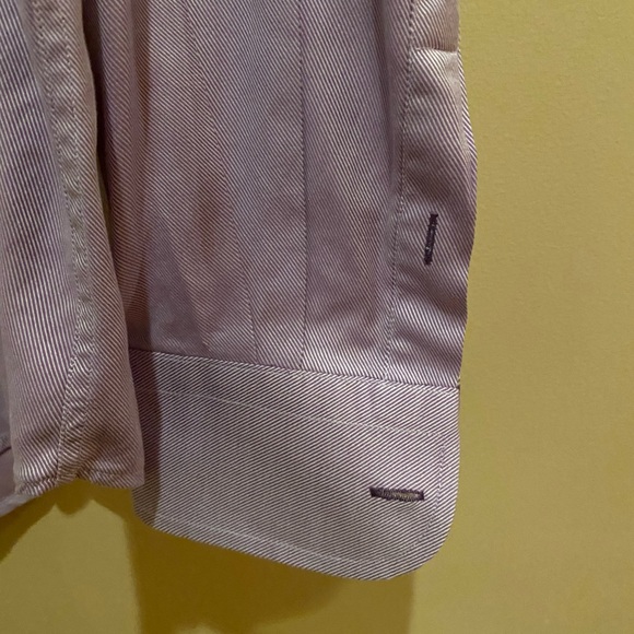 Light Pink Benetti Men’s Casual Button Down Shirt with Plaid Cuffs - Picture 5 of 5